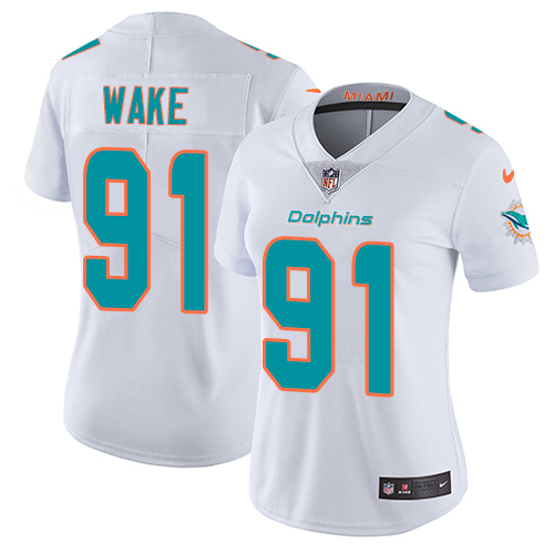 Nike Miami Dolphins 91 Cameron Wake White Women Stitched NFL Vapor Untouchable Limited Jersey